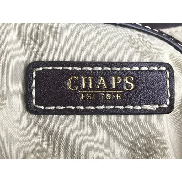 CHAPS Womens Beige Brown Shoulder Strap Inner Pockets Magnetic Tote Bag - Picture 7 of 8